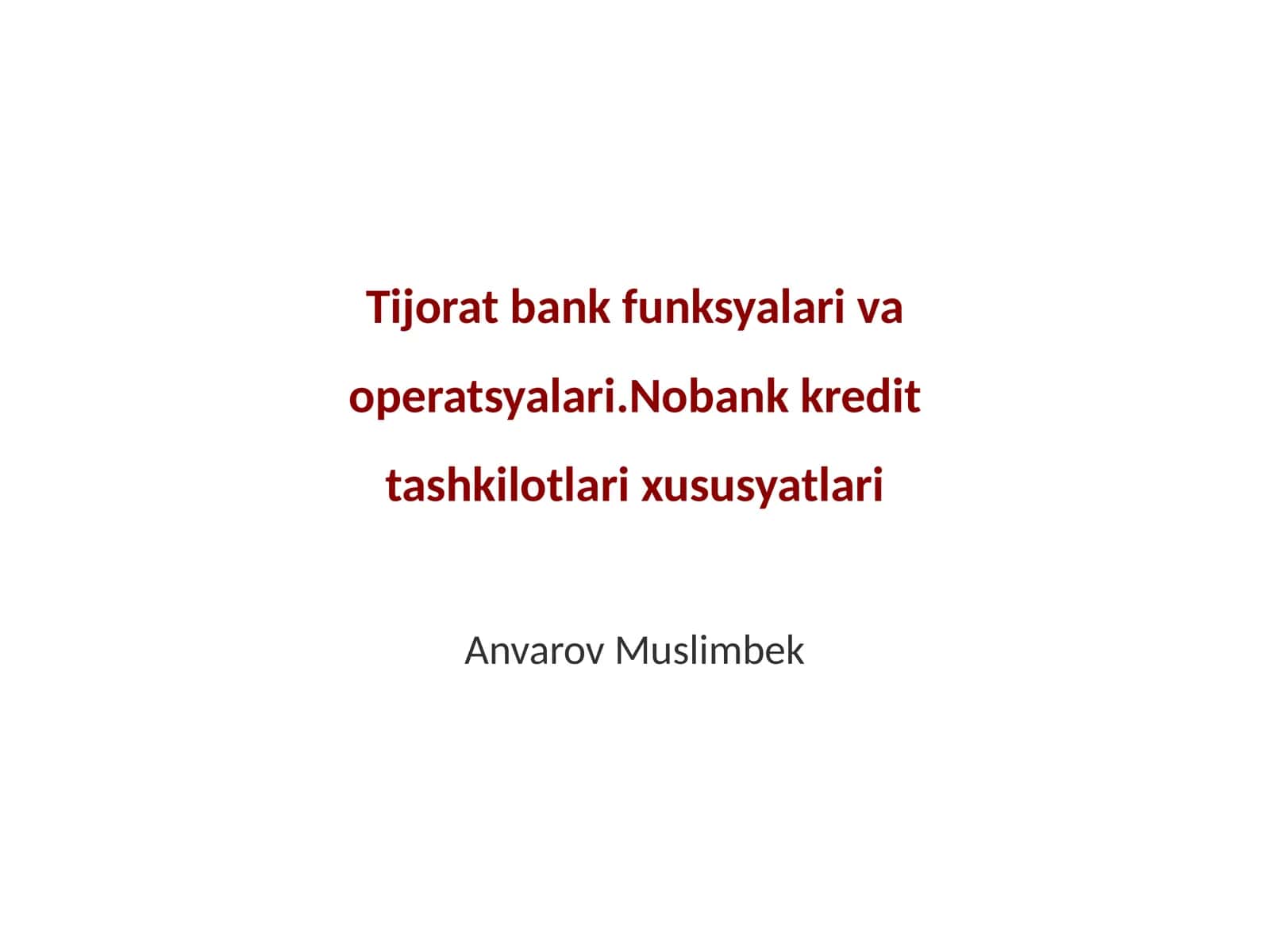 Tijorat bank funksiyalari va operatsyalari 1