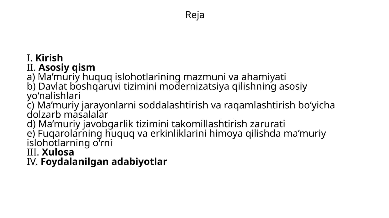 Ma’muriy huquq islohotlarining mazmuni va ahamiyati 1
