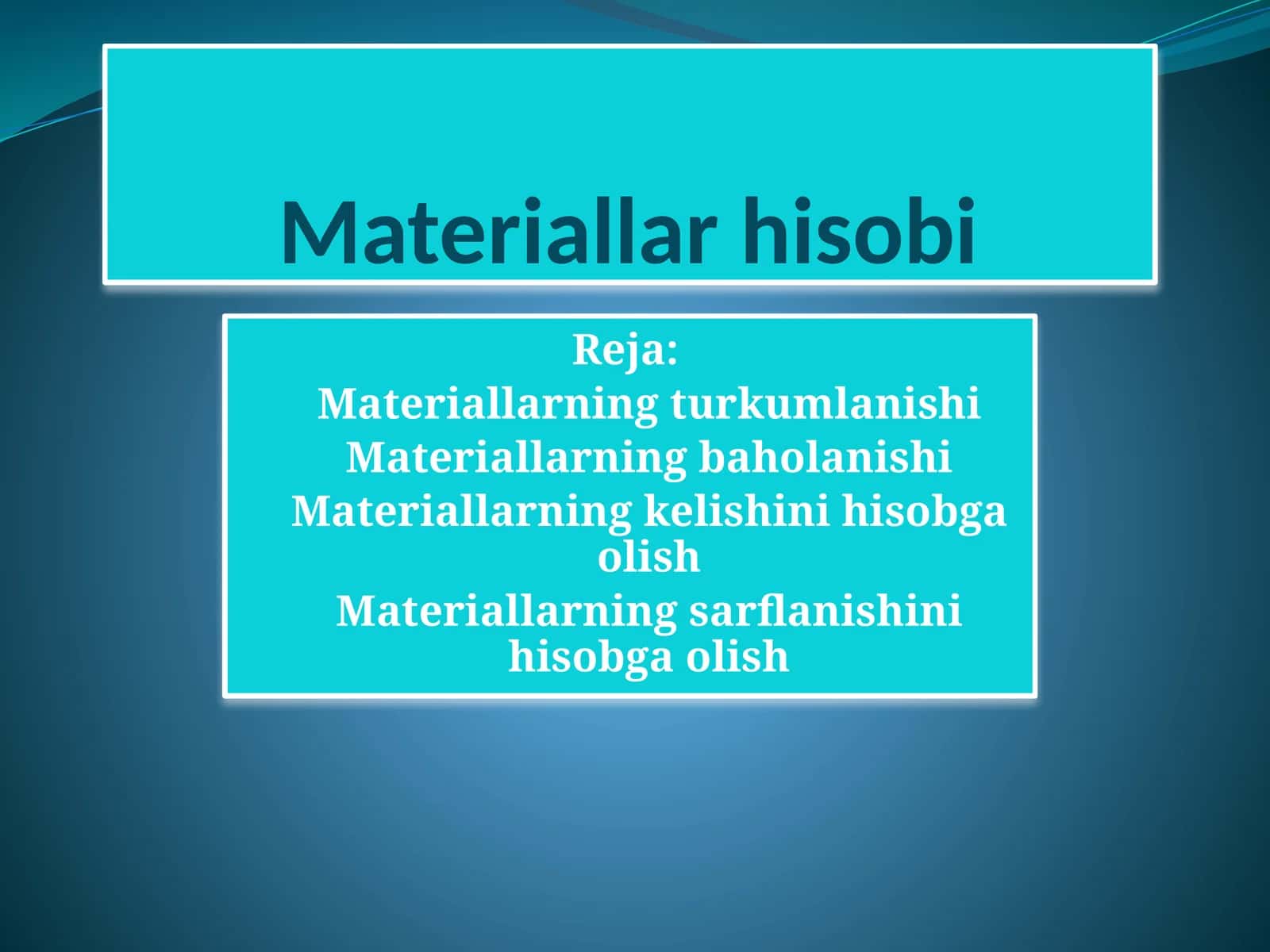 Materiallar hisobi 1