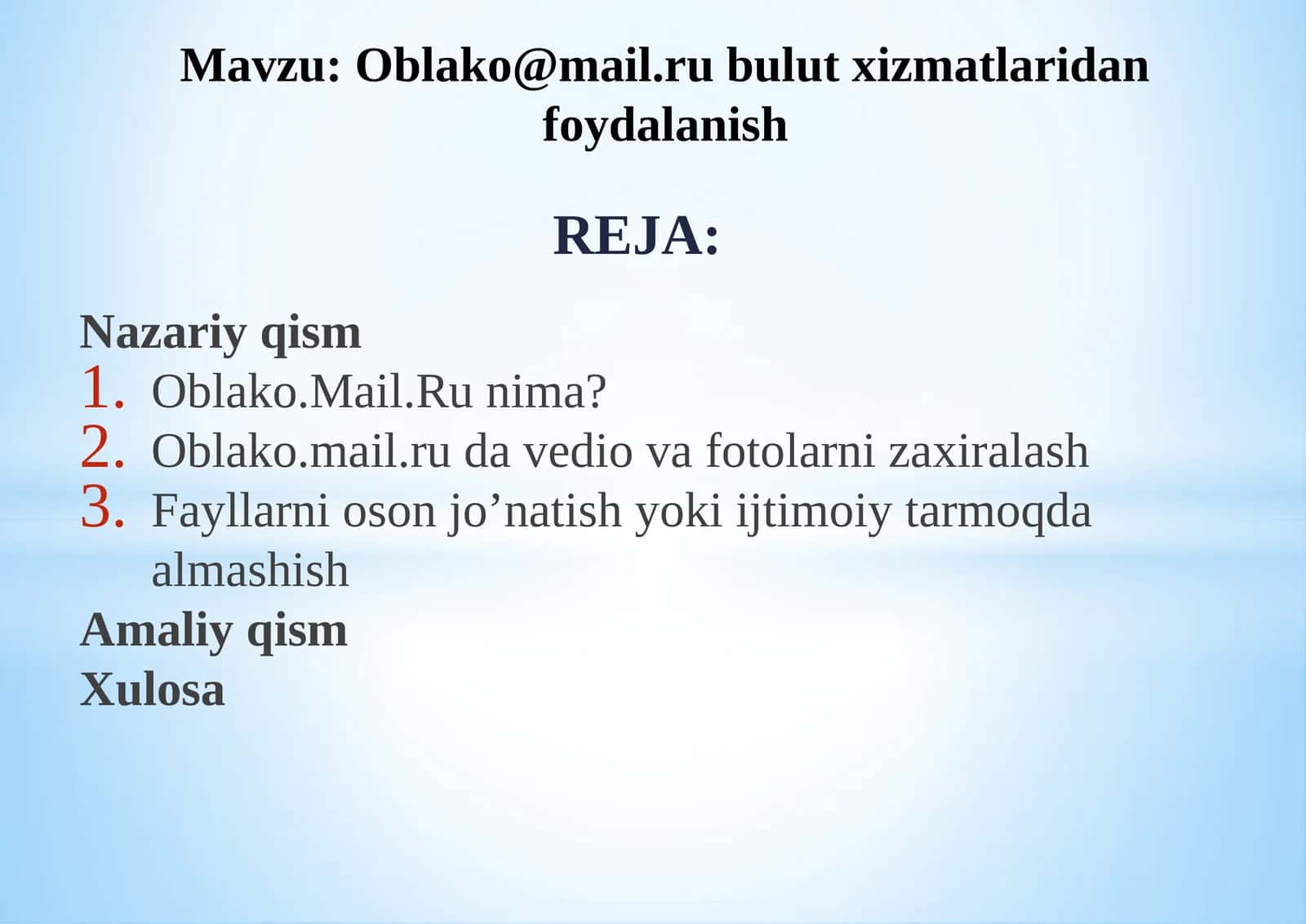 Oblako @mail.ru bulut xizmatlaridan foydalanish 1
