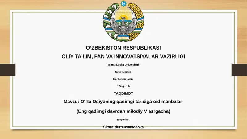O‘rtа Оsiyoning qаdimgi tаriхiga oid mаnbаlаr 1