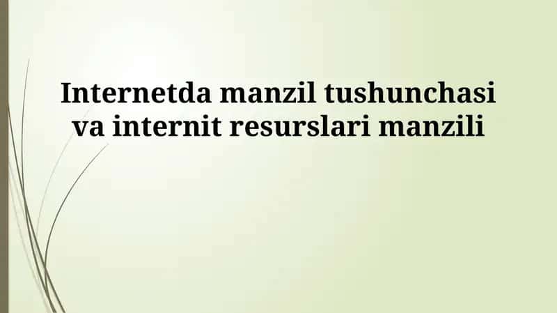 Internetda manzil tushunchasi va internit resurslari manzili 1