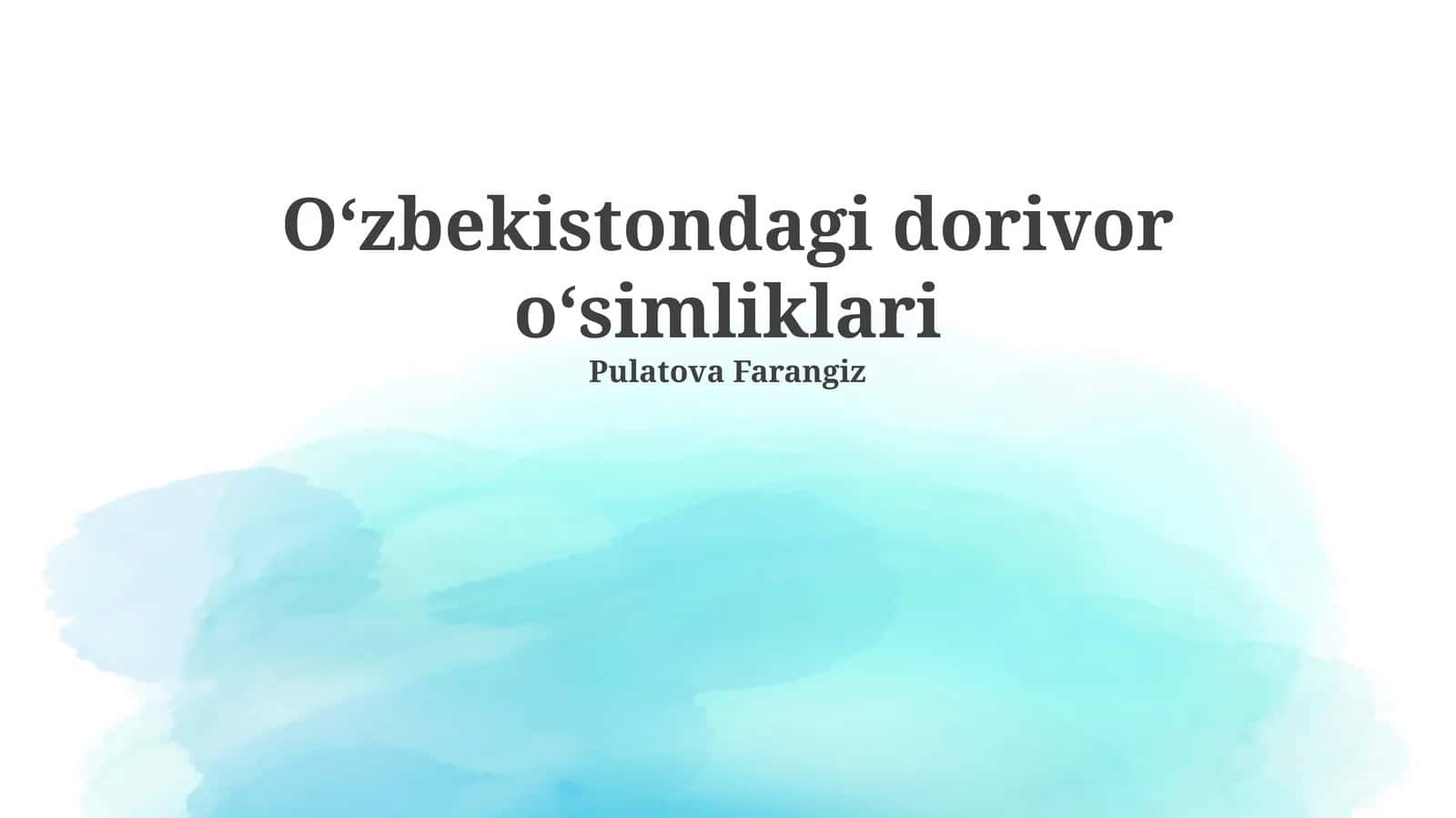 O'zbekistondagi dorivor o'simliklari 1