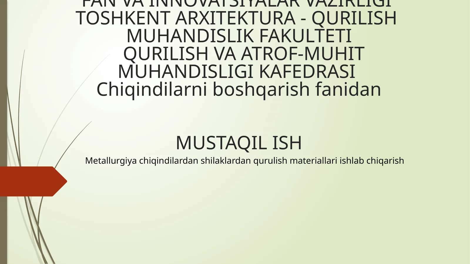 Metallurgiya chiqindilardan qurilish materiallari ishlab chiqarish 1