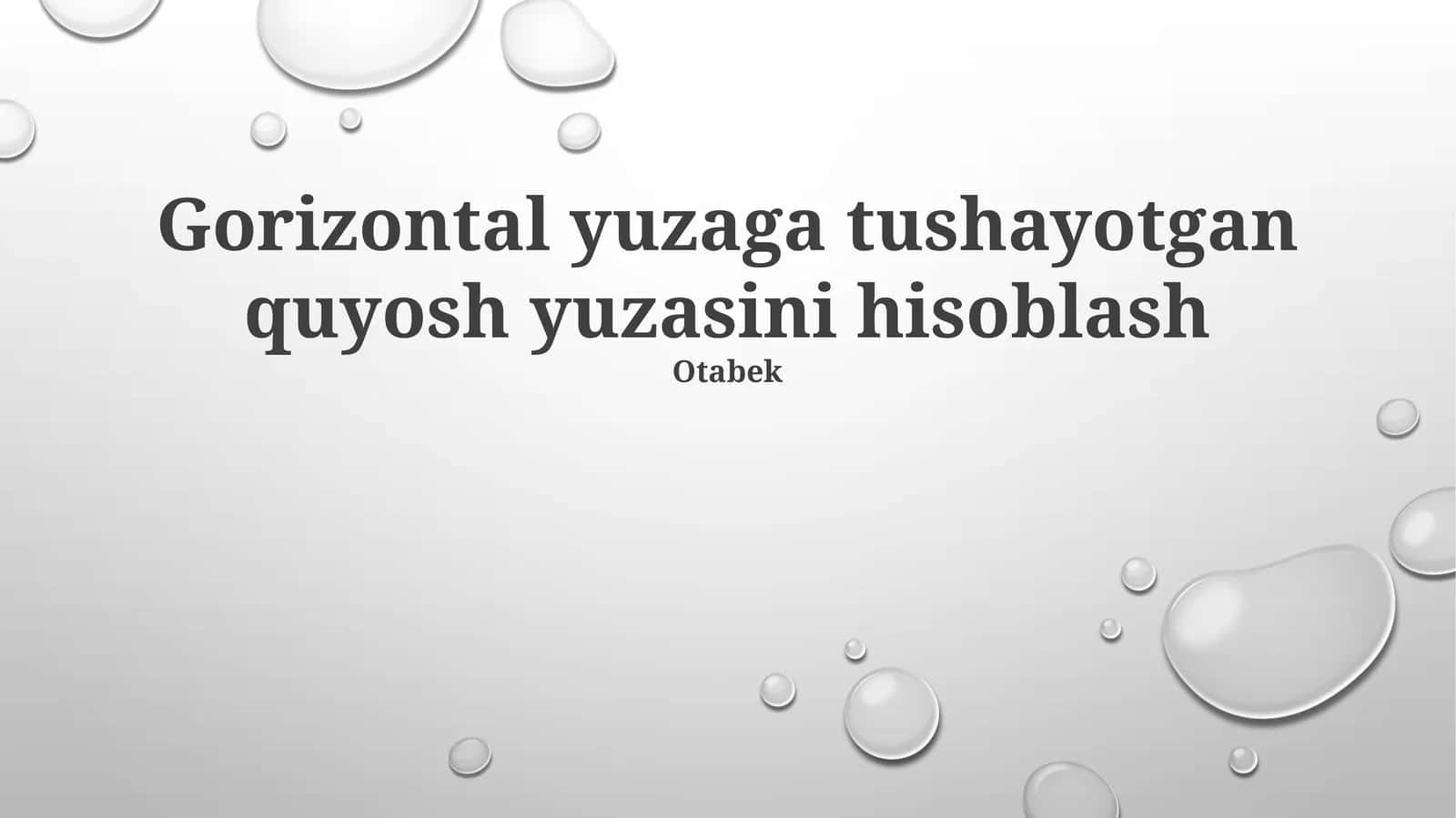 Gorizontal yuzaga tushayotgan quyosh yuzasini hisoblash 1