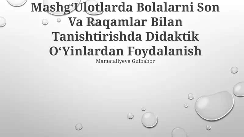 MashgʻUlotlarda Bolalarni Son Va Raqamlar Bilan Tanishtirishda Didaktik OʻYinlardan Foydalanish 1