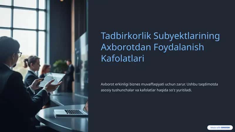 Tadbirkorlik Subyektlarining Axborotdan Foydalanish Kafolatlari 1