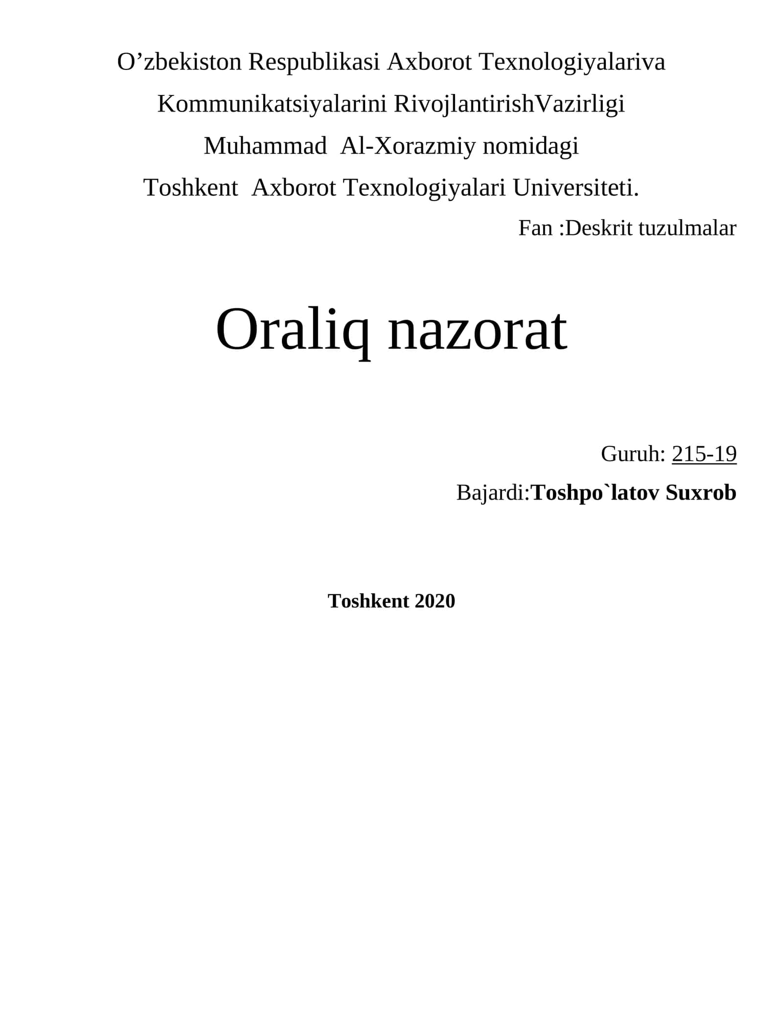 Deskrit tuzulmalar 1