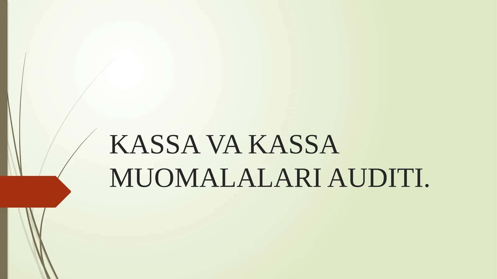KASSA VA KASSA MUOMALALARI AUDITI 1