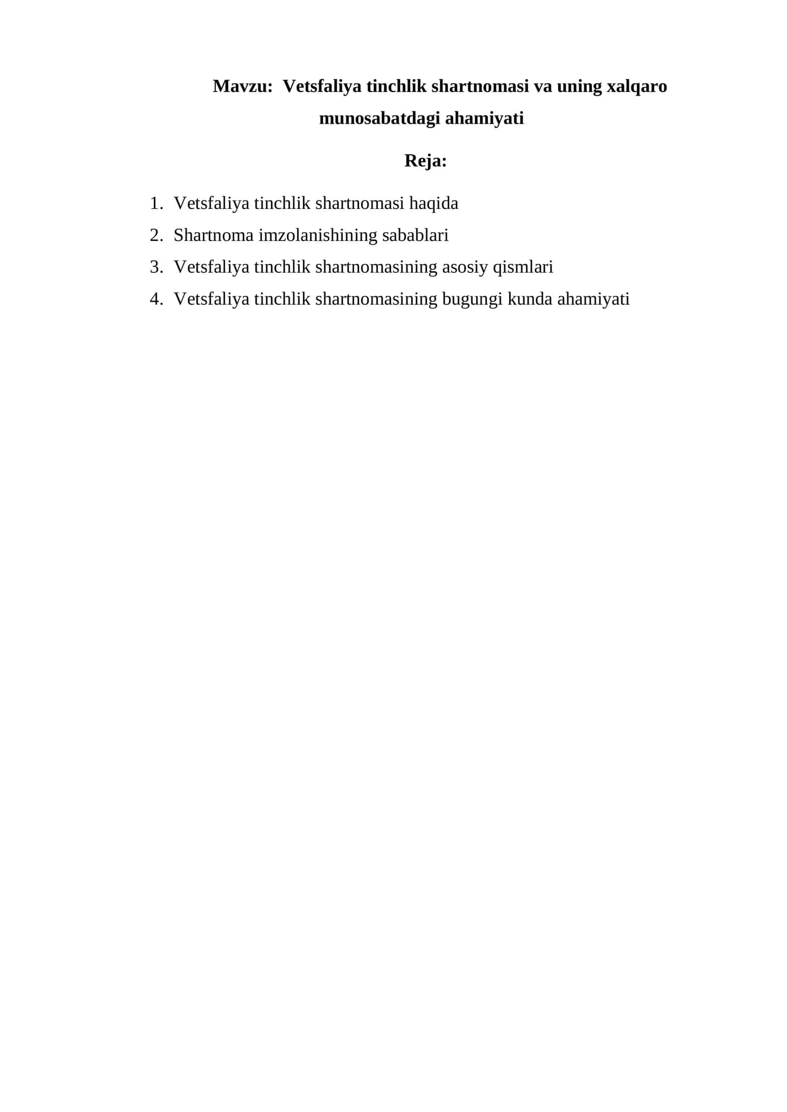 Vetsfaliya tinchlik shartnomasi va uning xalqaro munosabatdagi ahamiyati 1