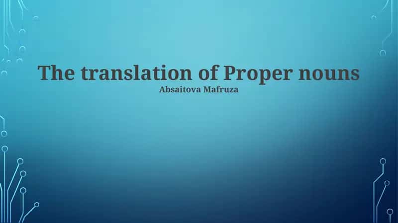 Machine Translation and Proper Nouns 1