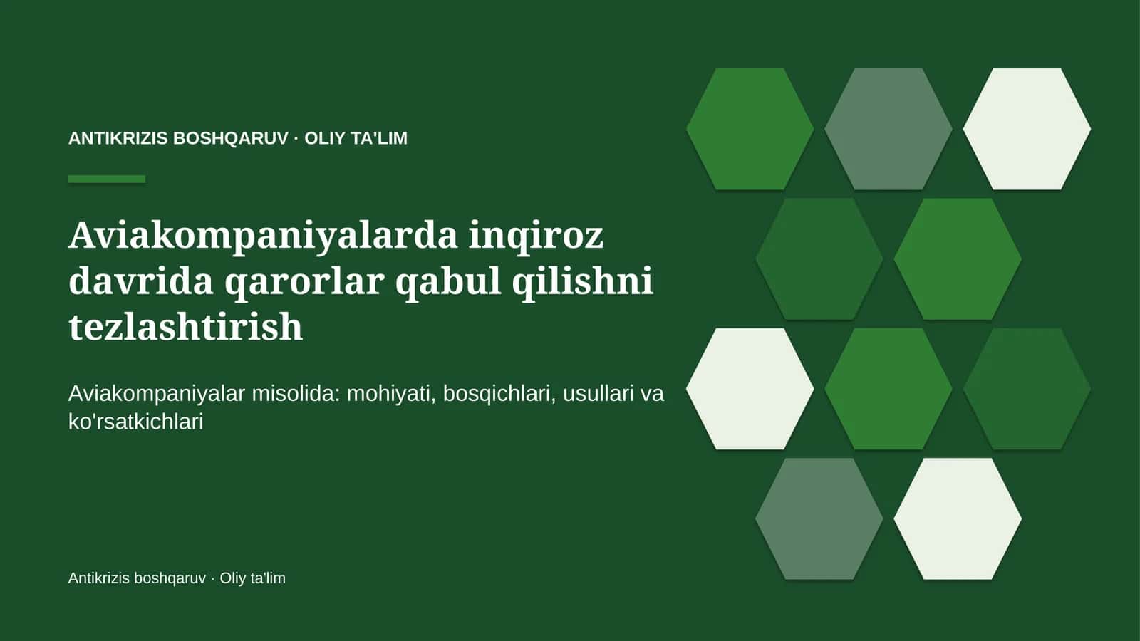 Aviakompaniyalarda inqiroz davrida qarorlar qabul qilishni tezlashtirish 1