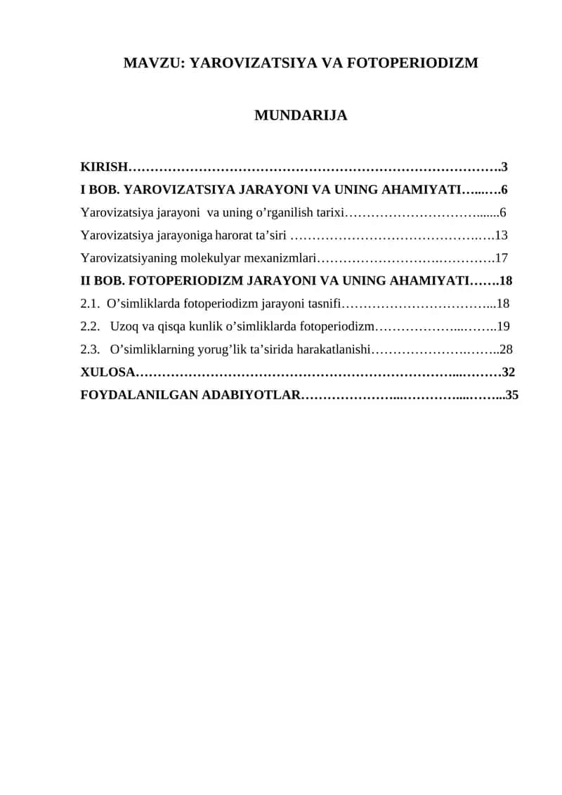 YAROVIZATSIYA VA FOTOPERIODIZM 1