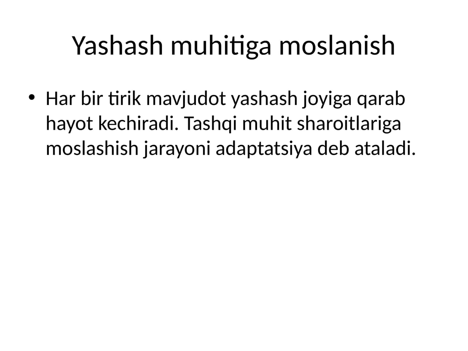 Yashash muhitiga moslanish 1
