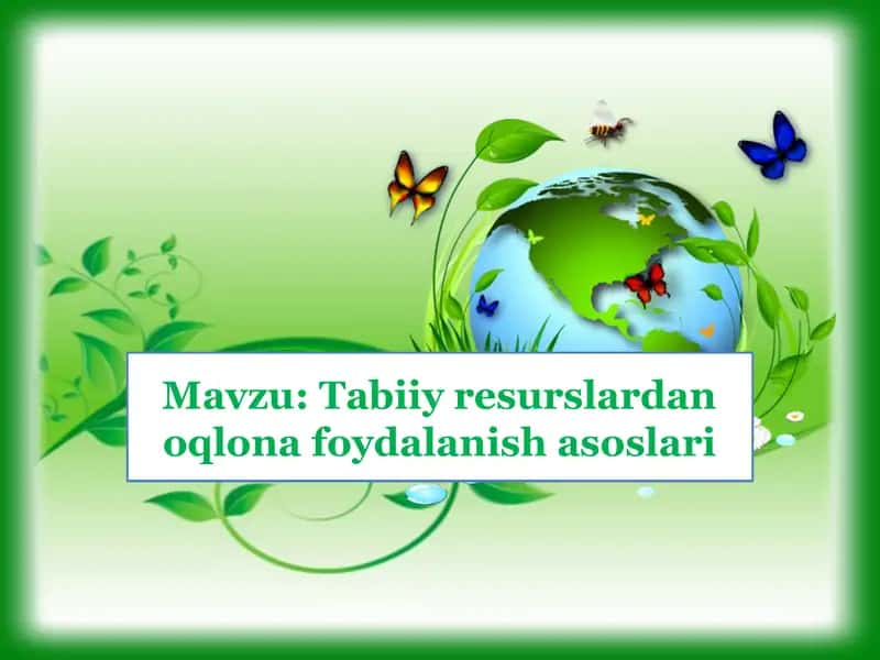 Tabiiy resurslardan oqlona foydalanish asoslari 1