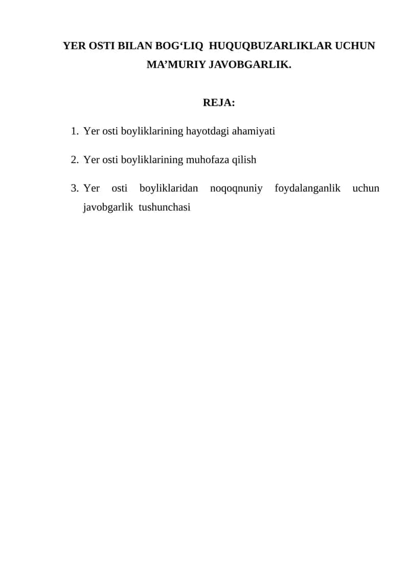 Yer osti bilan bog‘liq huquqbuzarliklar uchun ma’muriy javobgarlik 1