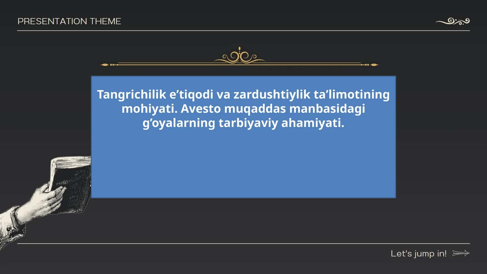 Tangrichilik eʼtiqodi va zardushtiylik taʼlimotining mohiyati. Avesto muqaddas manbasidagi g’oyalarning tarbiyaviy ahamiyati 1