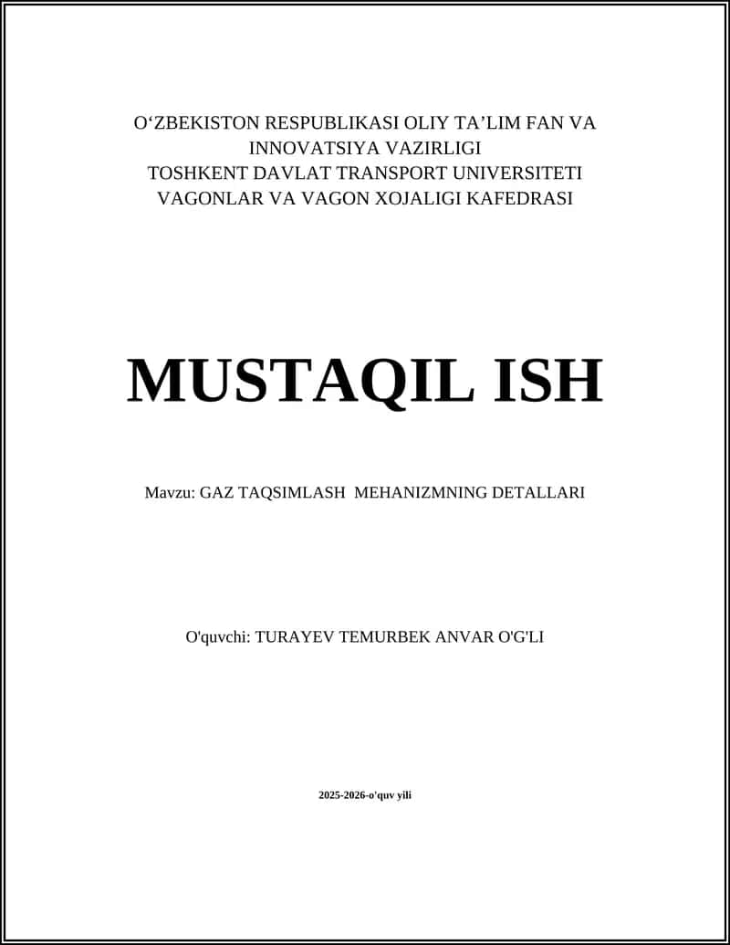 GAZ TAQSIMLASH MEHANIZMNING DETALLARI 1