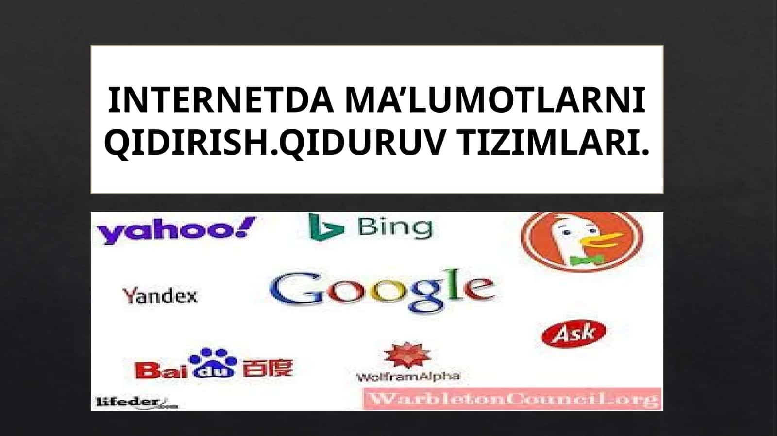 Internetda malumotlarni qidirish 1