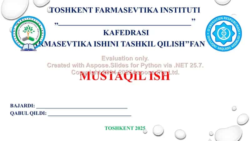 6. Nostandart dori vositalari va tibbiy buyumlarni yo’q qilish tartibi. Taqdimot 14 bet. 1