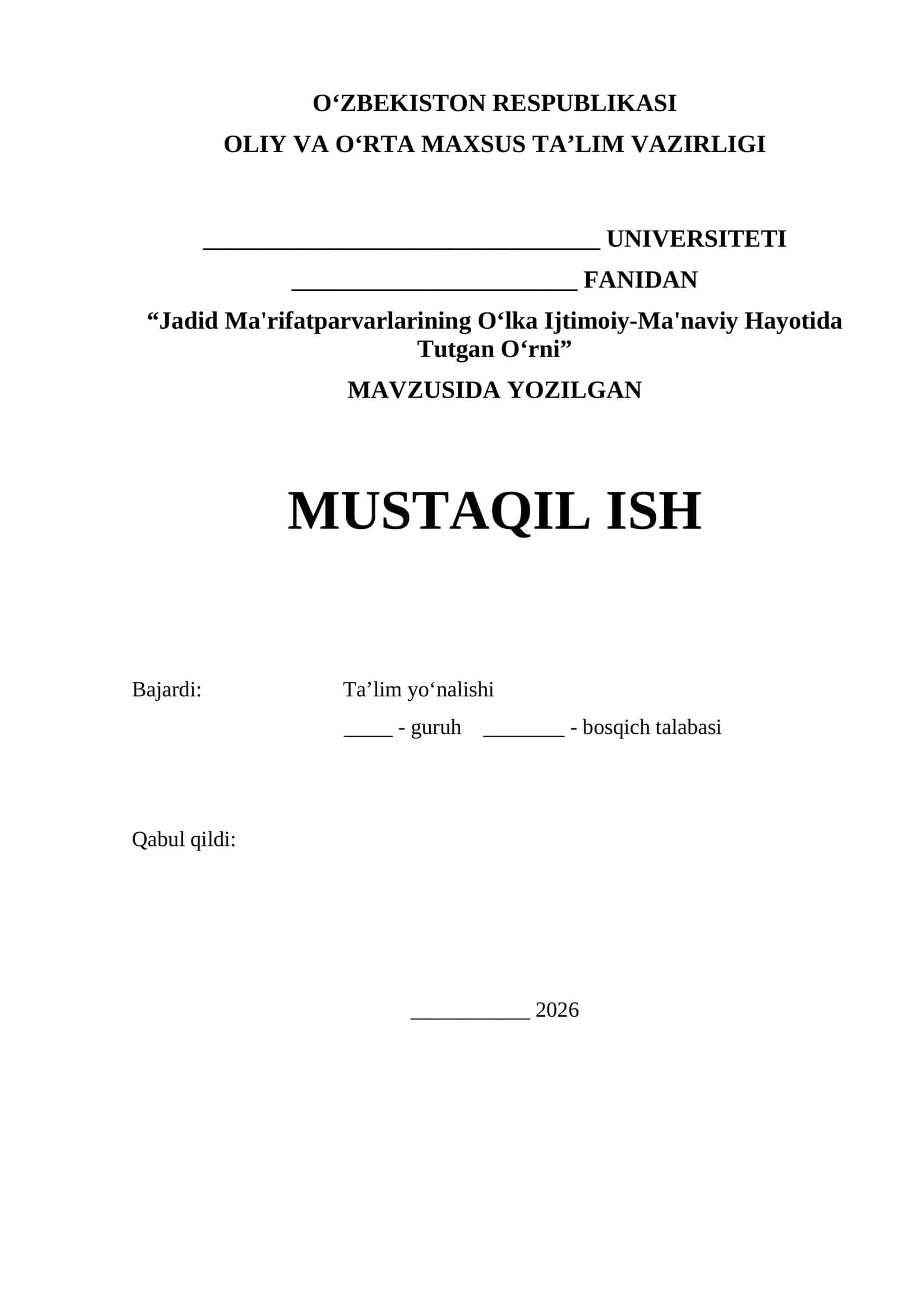 “Jadid Ma'rifatparvarlarining Oʻlka Ijtimoiy-Ma'naviy Hayotida Tutgan Oʻrni” 1