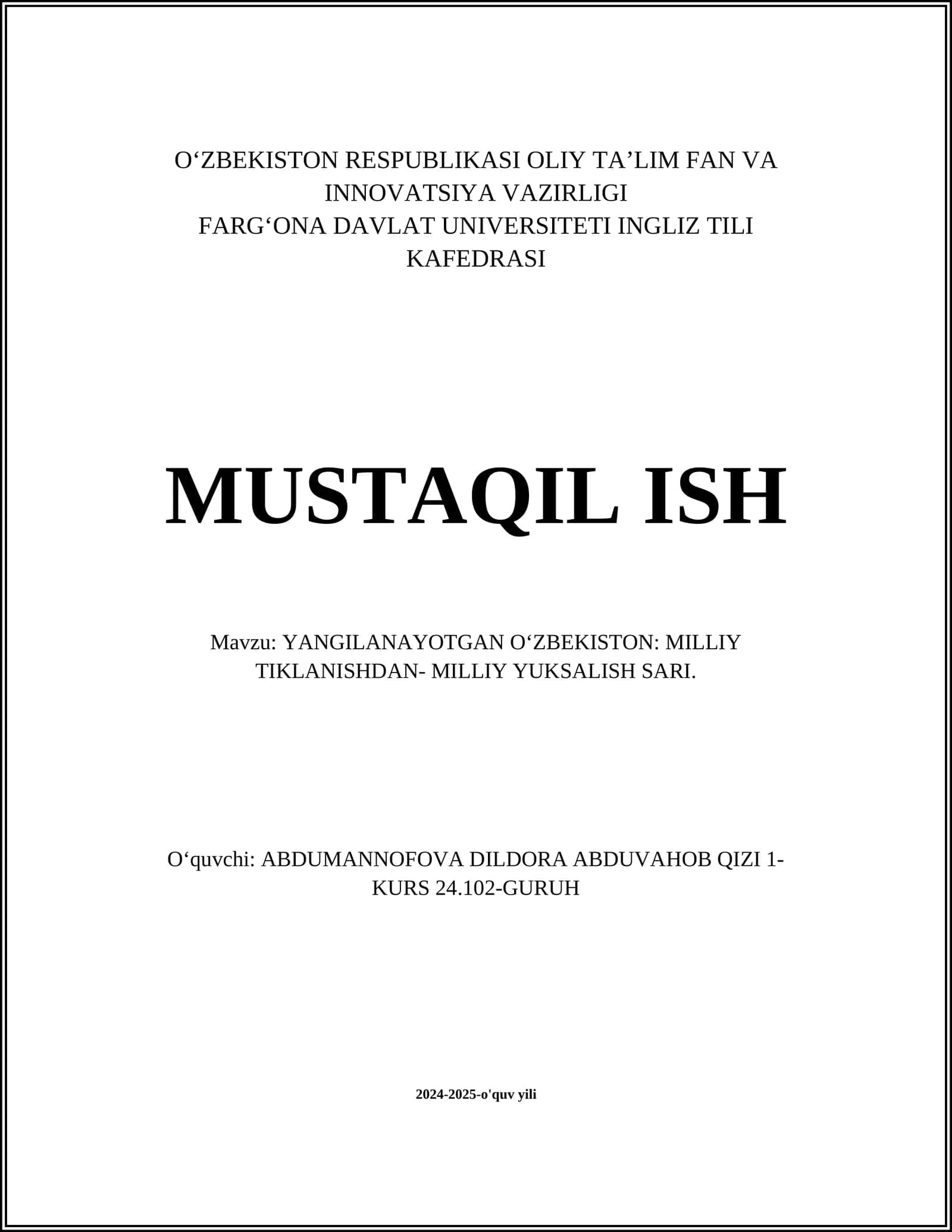 Yangilanayotgan O‘zbekiston: Milliy tiklanishdan- milliy yuksalish sari 1
