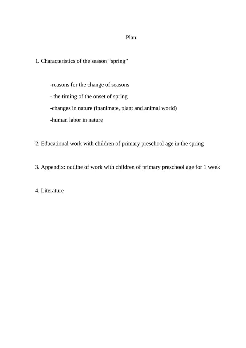 Characteristics of the season "spring" 1
