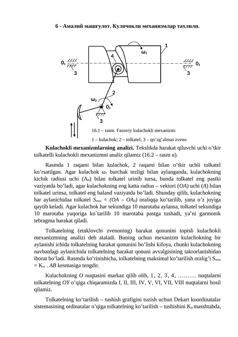 Fazoviy kulachokli mexanizm 1