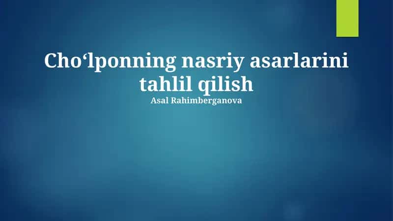 Çolponning Nasriy Asarlaridagi Mavzu va Muammolar 1
