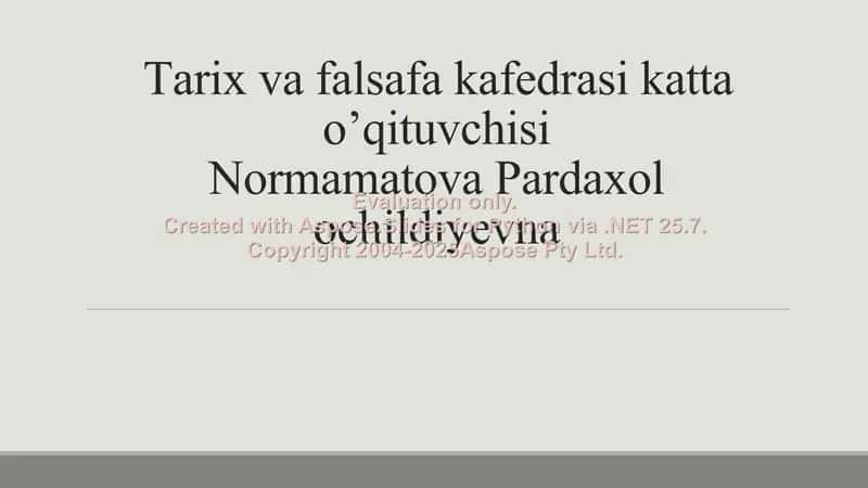 Normamatova Pardaxol ochildiyevna 1