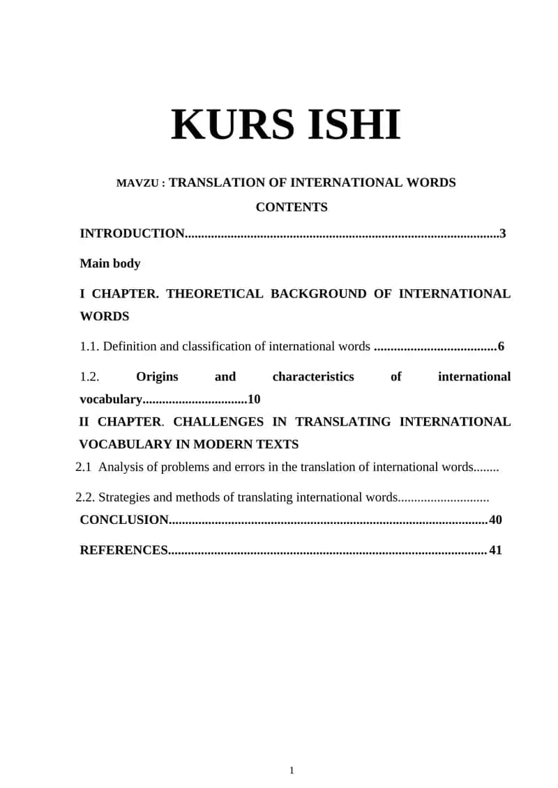 Translation of International Words 1