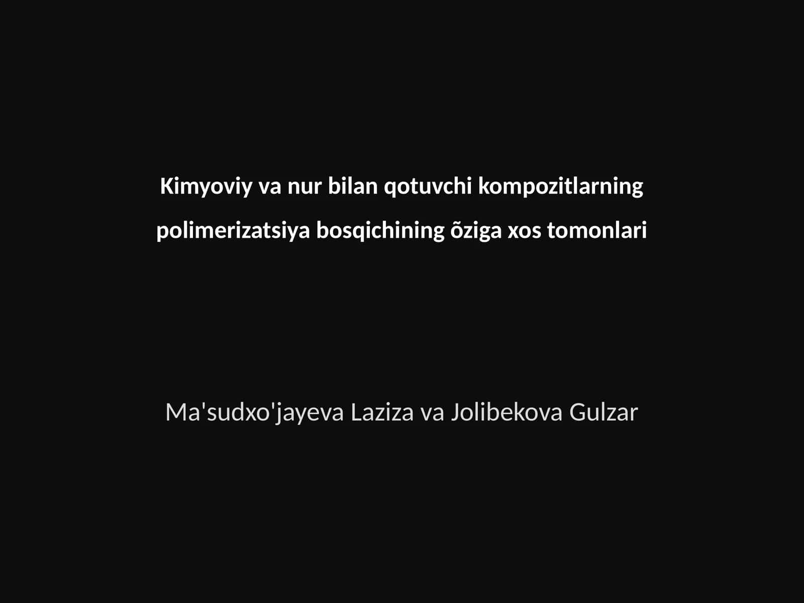 Kimyoviy va nur bilan qotuvchi kompozitlarning polimerizatsiya bosqichining õziga xos tomonlari 1