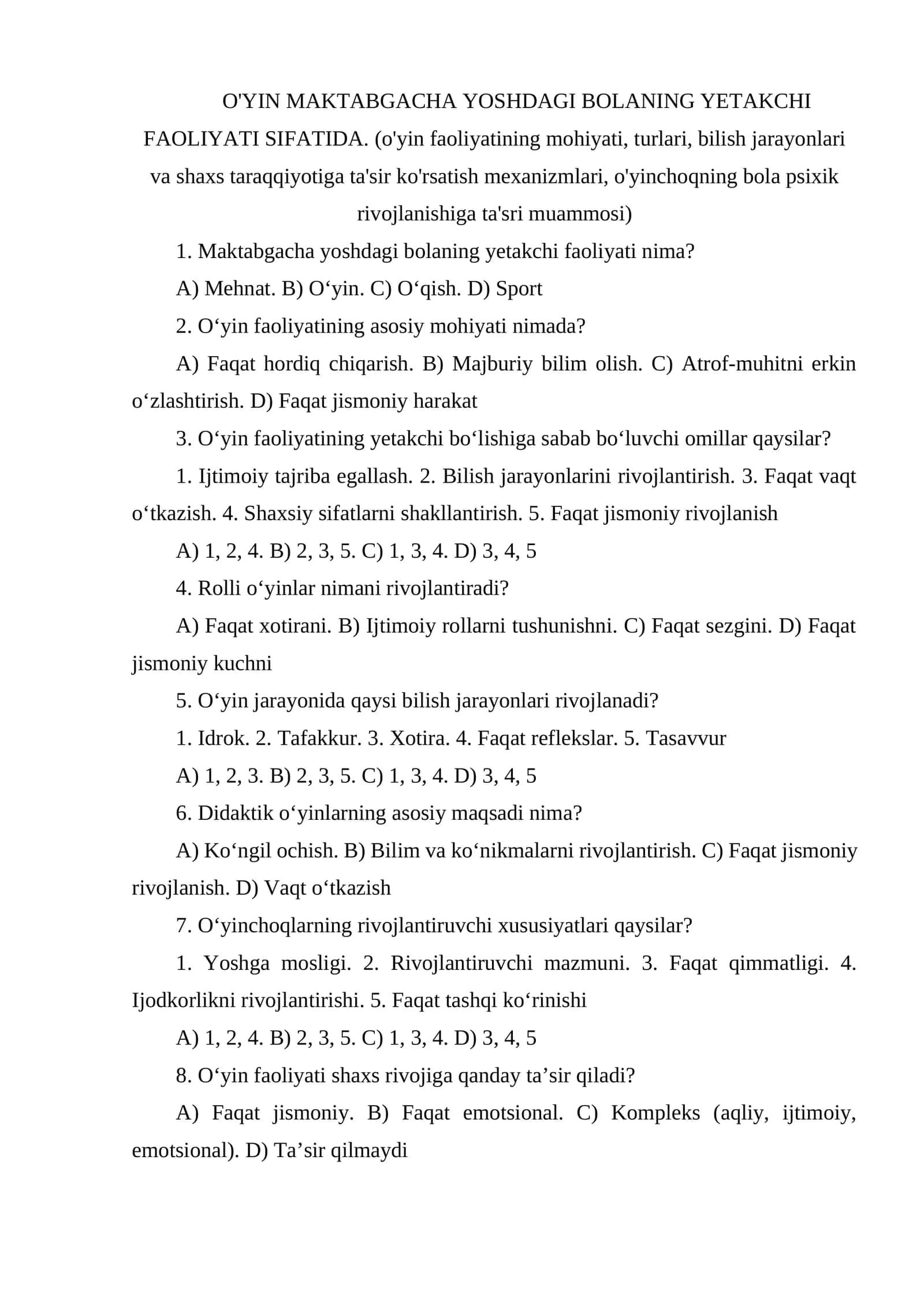 O'YIN MAKTABGACHA YOSHDAGI BOLANING YETAKCHI FAOLIYATI SIFATIDA 1