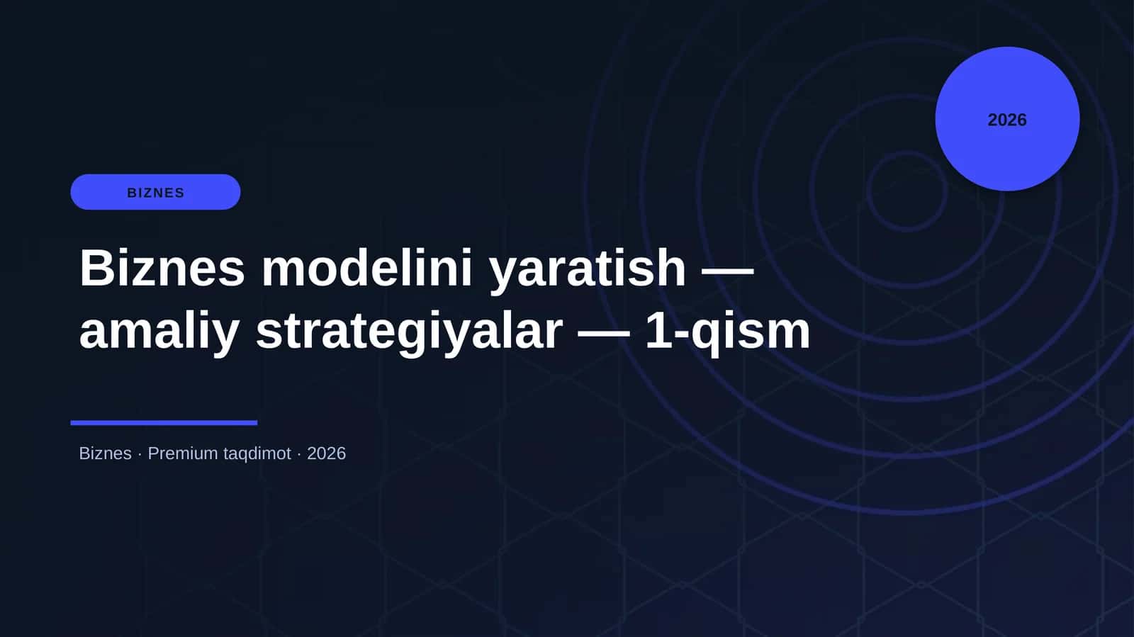 Biznes modelini yaratish — amaliy strategiyalar — 1-qism 1