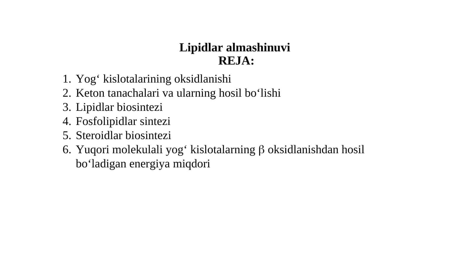 Lipidlar almashinuvi 1