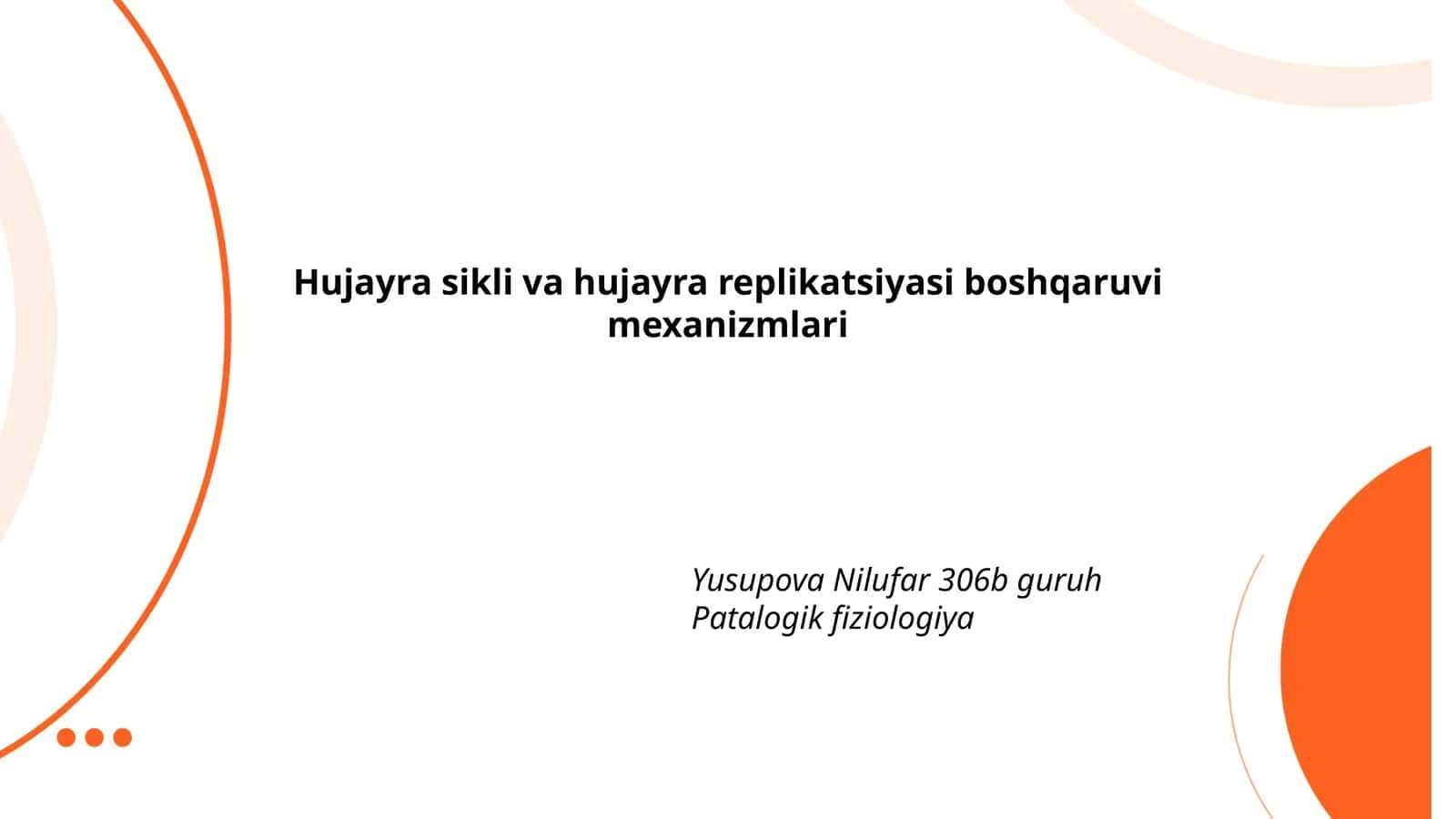 Hujayra sikli va hujayra replikatsiyasi boshqaruvi mexanizmlari 1