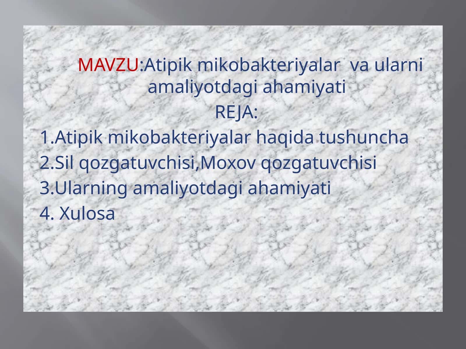 Atipik mikobakteriyalar va ularning amaliyotdagi ahamiyati 1