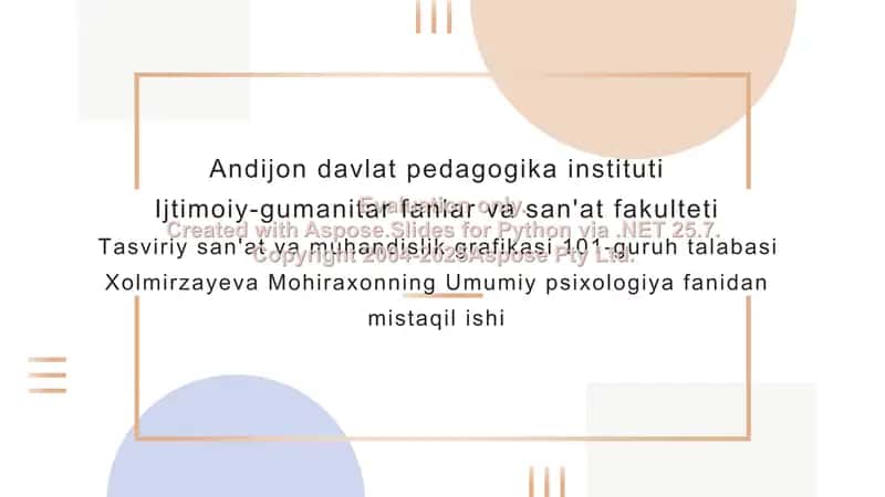 Pedagogik qobiliyatlar (Umumiy psixologiya fanidan mustaqil ish) 1