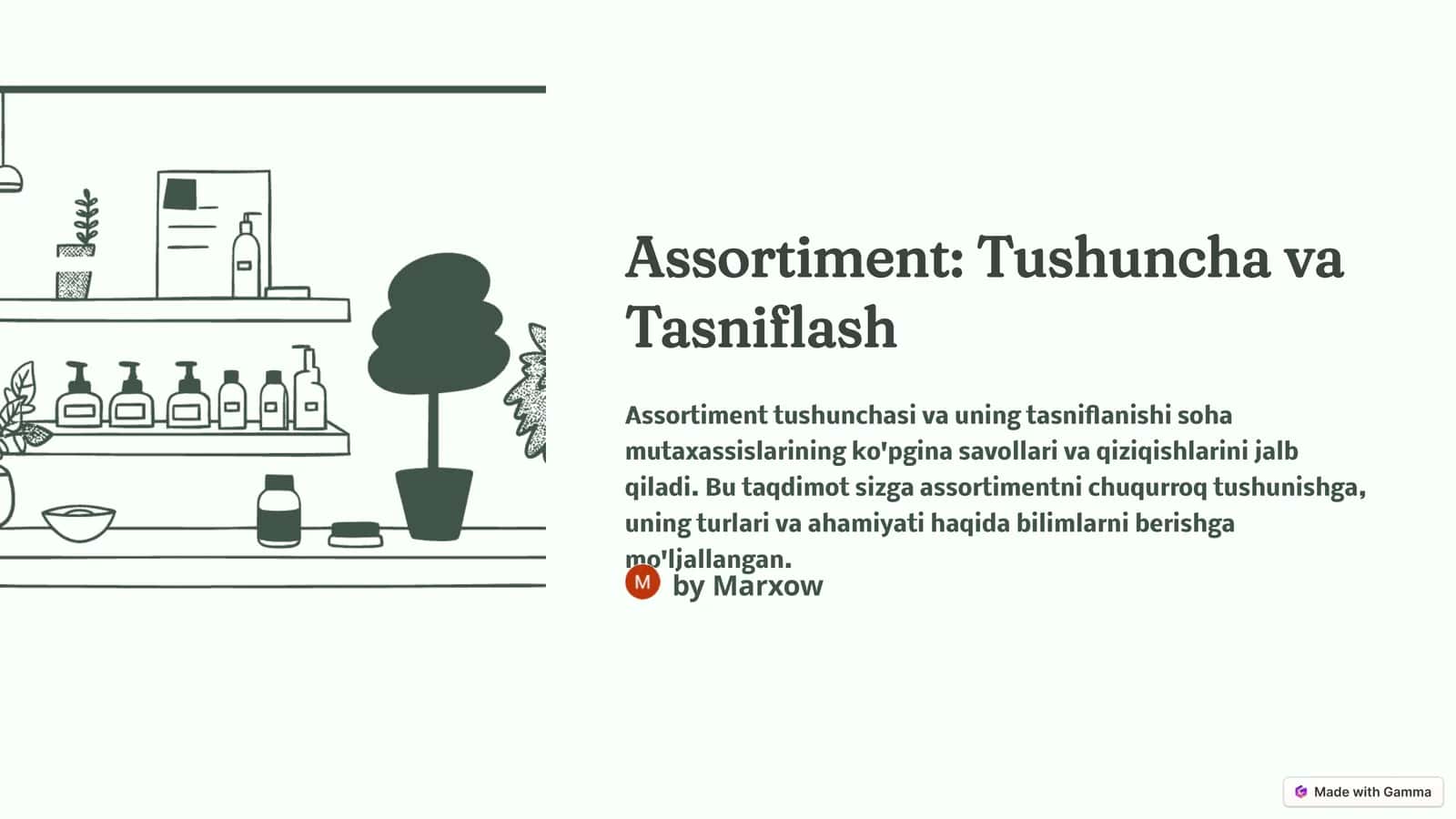 Assortiment Tushunchasi va Tasniflash 1