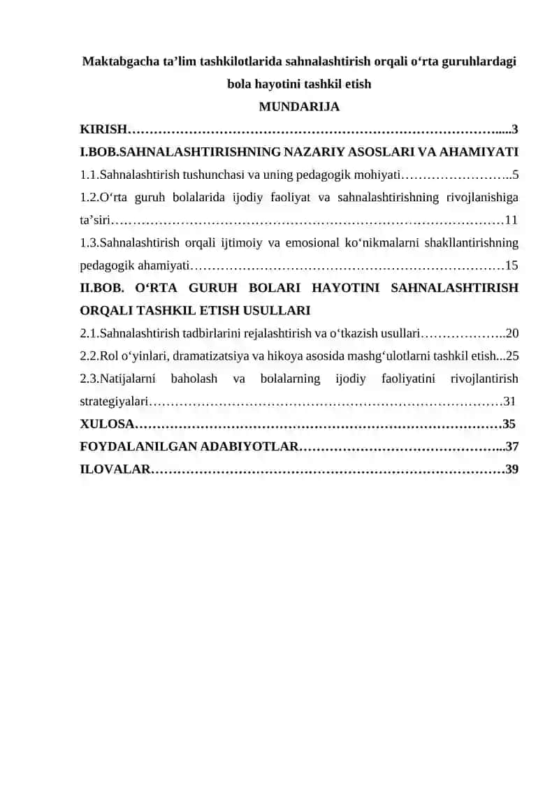 Maktabgacha ta’lim tashkilotlarida sahnalashtirish orqali oʻrta guruhlardagi bola hayotini tashkil etish 1