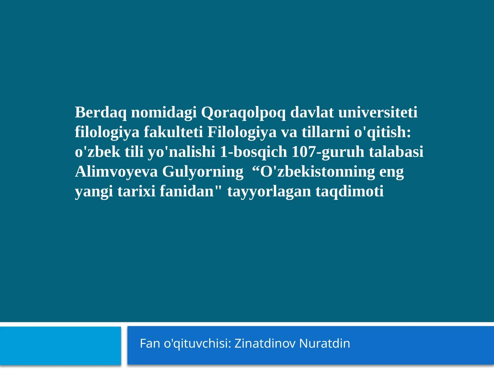 "O'zbekistonning eng yangi tarixidan" tayyorlagan taqdimoti 1