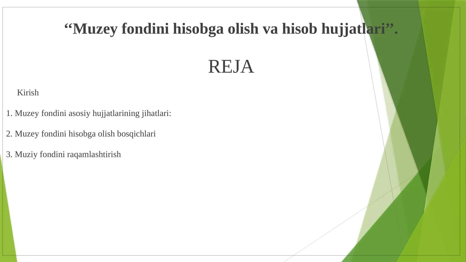 Muzey fondini hisobga olish va hisob hujjatlari 1