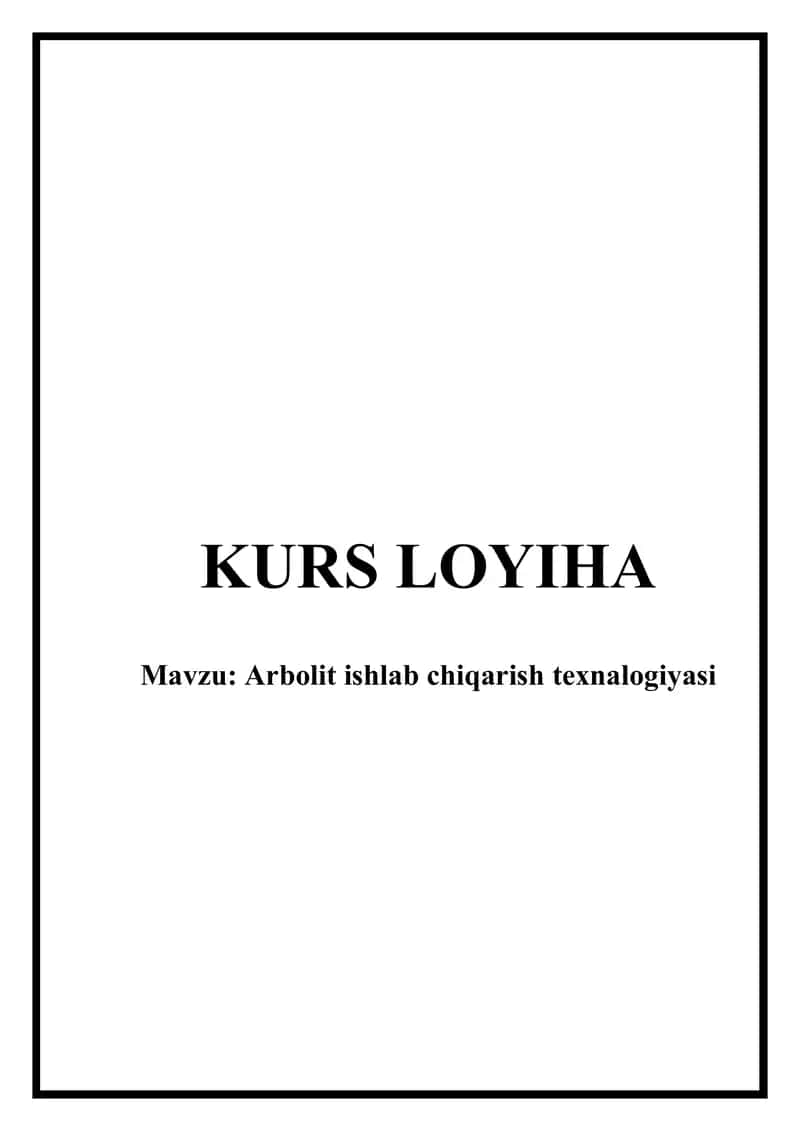 Arbolit ishlab chiqarish texnologiyasi 1