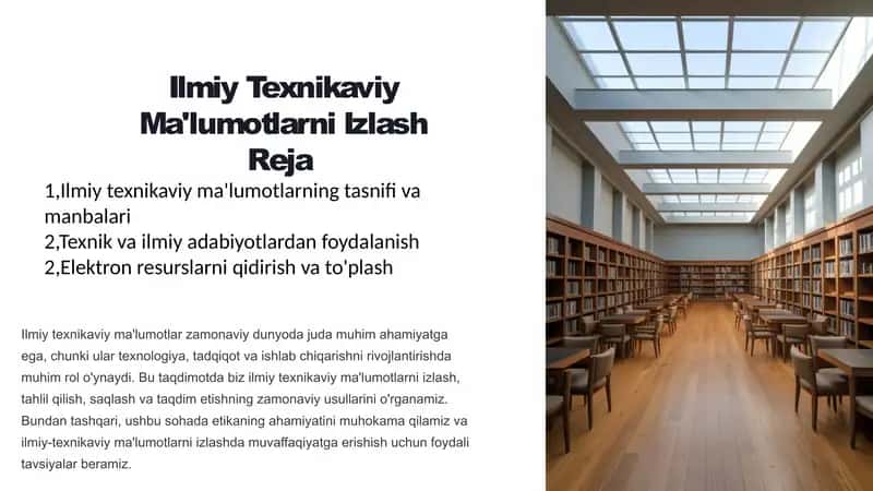 Ilmiy Texnikaviy Ma'lumotlarni Izlash 1