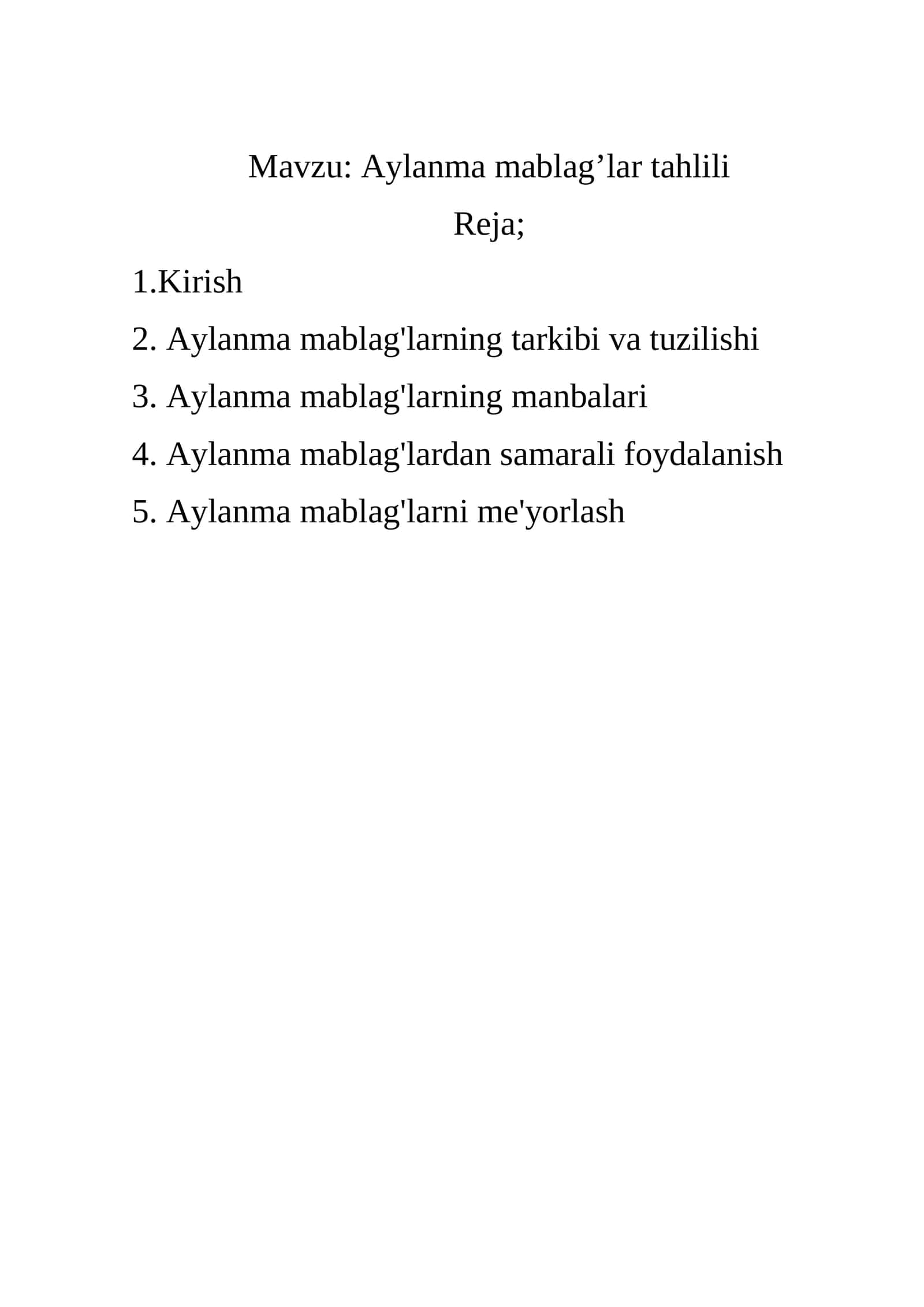 Aylanma mablag’lar tahlili 1