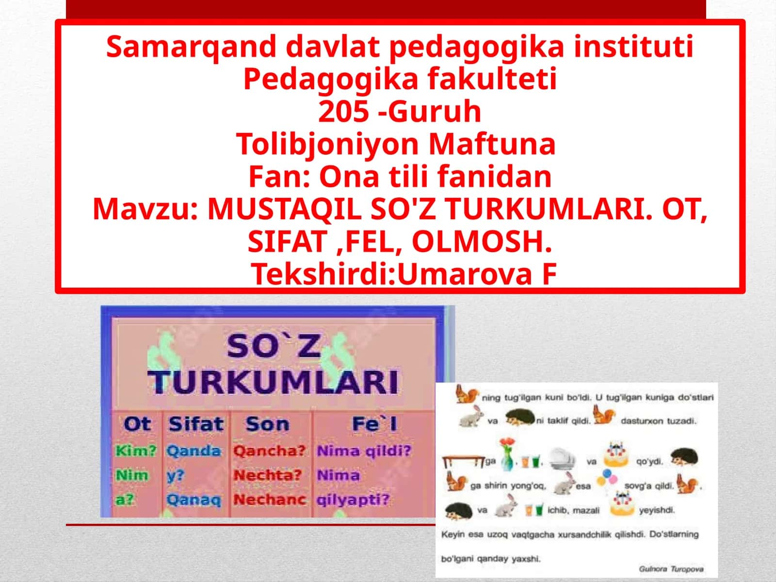 MUSTAQIL SO'Z TURKUMLARI 1