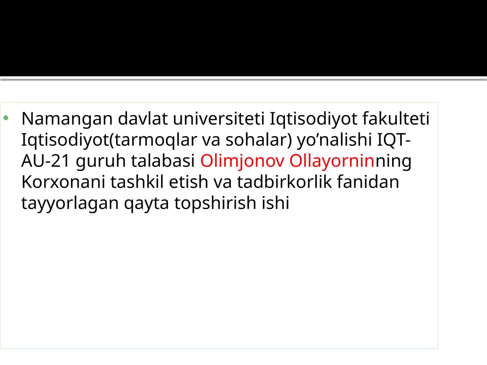 KORXONA RENTABELLIGI, DAROMAD VA XARAJATLAR 1