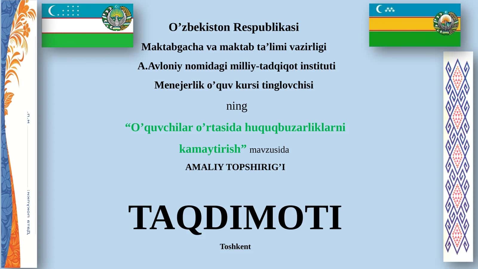O’quvchilar o’rtasida huquqbuzarliklarni kamaytirish 1