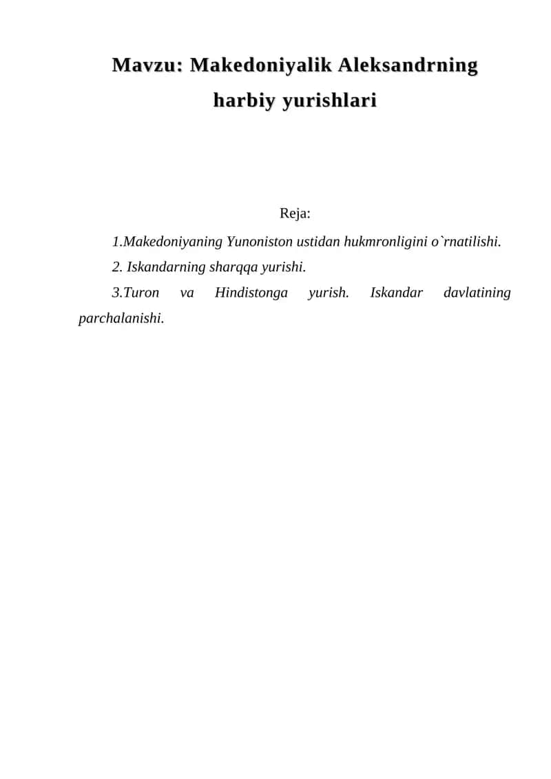 Makedoniyalik Aleksandrning harbiy yurishlari 1