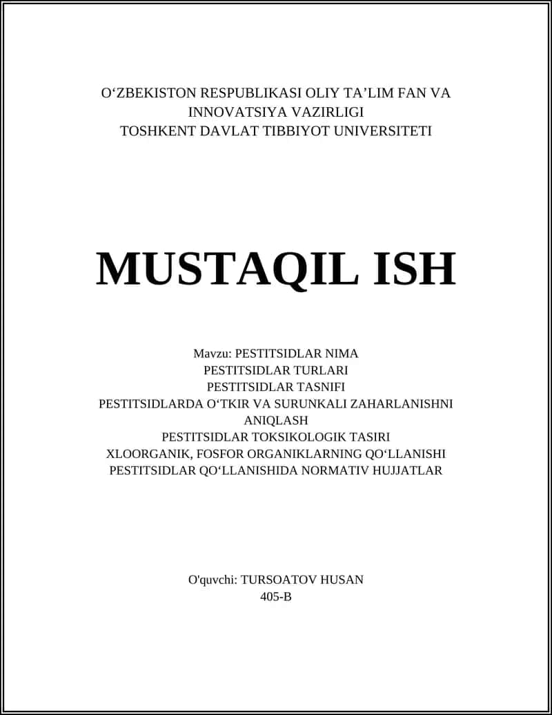 Pestitsidlar Nima 1